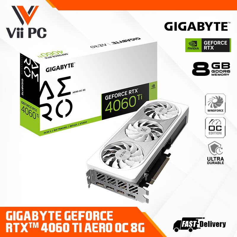 Gigabyte Nvidia GeForce RTX 4060Ti AERO OC 8GB Triple Fan White Graphics  Card