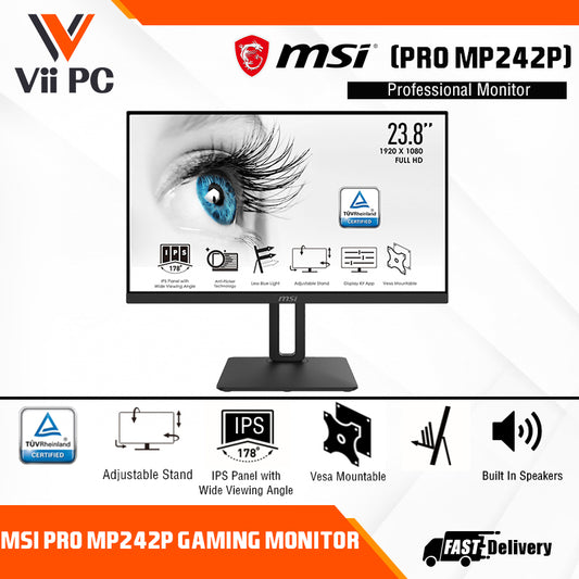 MSI Pro MP242P 24 Inch Full HD (1920 x 1080) 75Hz, IPS, HDMI, Adjustable Stand, Built-in Speakers Professional Monitor