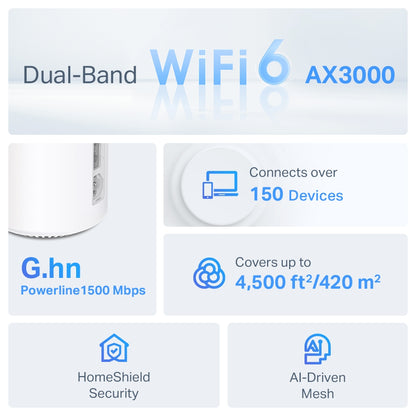 TP-LINK DECO PX50 AX3000 + G1500 Whole Home Powerline Mesh WiFi 6 System - 2/3 Pack