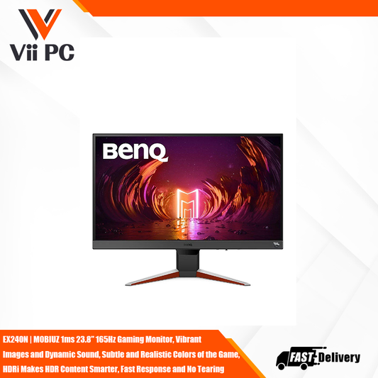 BenQ MOBIUZ Gaming Monitor EX240N | MOBIUZ 1ms 23.8" 165Hz Gaming Monitor, Vibrant Images and Dynamic Sound, Subtle and Realistic Colors of the Game, HDRi Makes HDR Content Smarter, Fast Response and No Tearing, Adjusting Light Intensity