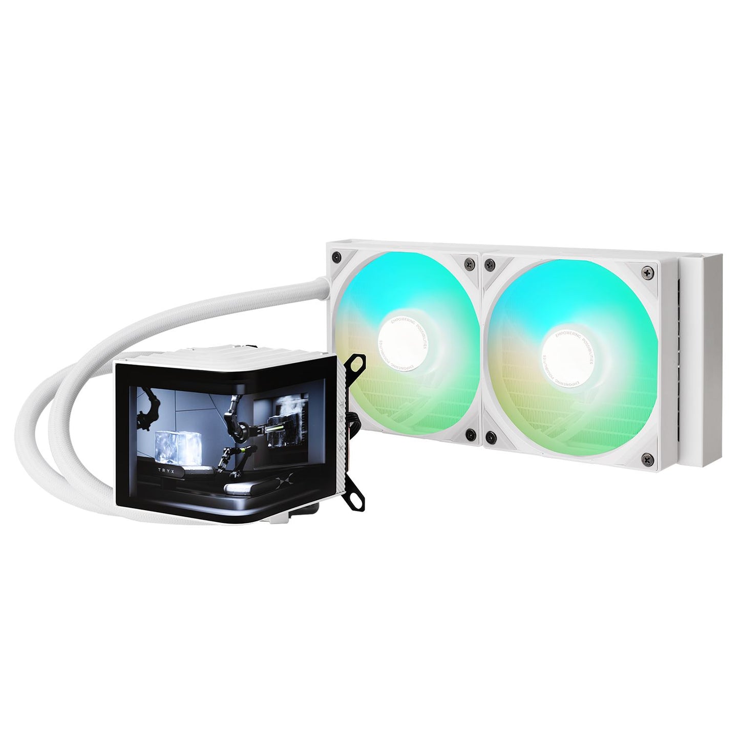 TRYX Panorama 360mm/240mm ARGB AIO Liquid Cooler – Premium Black/White Performance & Stunning RGB Lighting