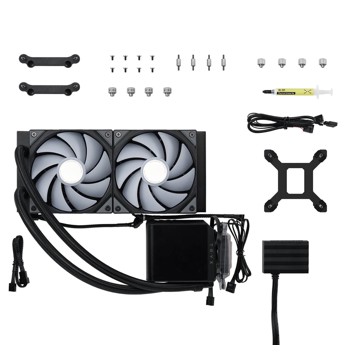 TRYX Panorama 360mm/240mm ARGB AIO Liquid Cooler – Premium Black/White Performance & Stunning RGB Lighting