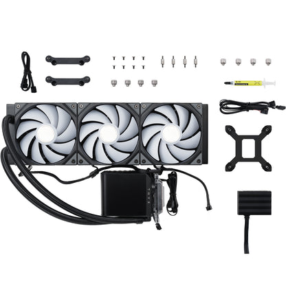 TRYX Panorama 360mm/240mm ARGB AIO Liquid Cooler – Premium Black/White Performance & Stunning RGB Lighting