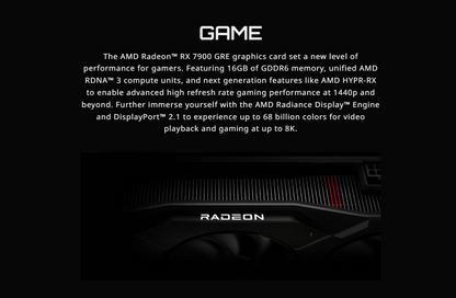 GIGABYTE Radeon RX 7900 GRE GAMING OC 16GB GDDR6, PCI-E 4.0, DisplayPort2.1x2, HDMI2.1x2, ATX Graphics Cards