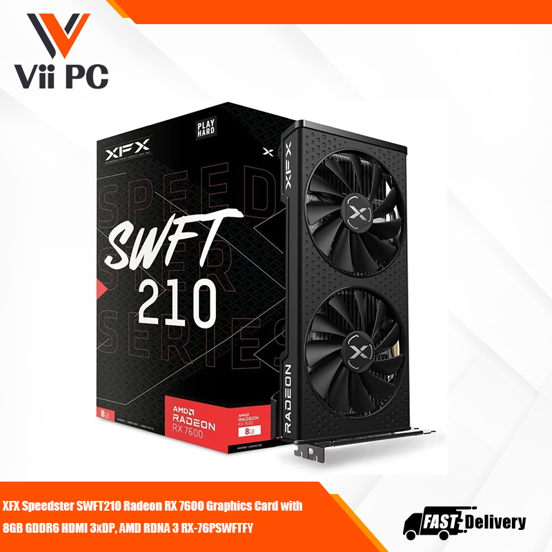 XFX Speedster SWFT210 Radeon RX 7600 Graphics Card with 8GB GDDR6 HDMI 3xDP, AMD RDNA 3 RX-76PSWFTFY