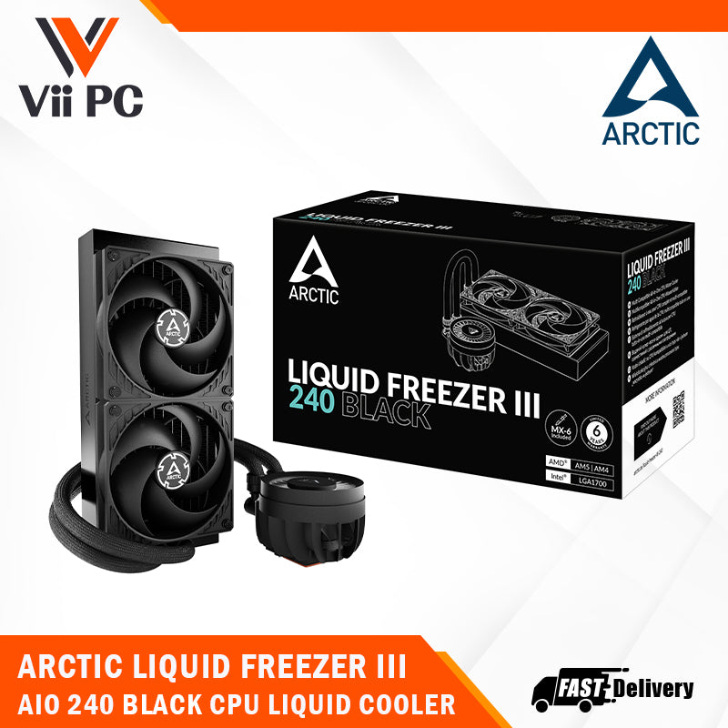 ARCTIC Liquid Freezer III 240/360/420 BLACK Multi Compatible All-in-One CPU Liquid Cooler LGA1851,LGA1700,AM5,AM4 - Silent and Powerful VRM Fan - Efficient PWM controlled