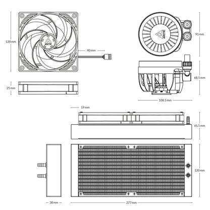 ARCTIC Liquid Freezer III 240/360/420 BLACK Multi Compatible All-in-One CPU Liquid Cooler LGA1851,LGA1700,AM5,AM4 - Silent and Powerful VRM Fan - Efficient PWM controlled