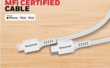 Honeywell Type C to Lightning cable 1.8Mtr - BLACK/WHITE Platinum Series/1 Year Warranty