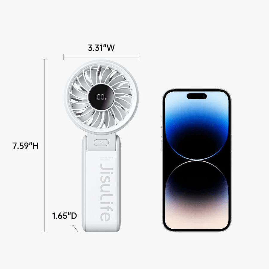 JISULIFE Handheld Fan Life7 3600mAh/5000mAh (Light Grey/Pink/Black) 5 speed gears, Multi-Angle (30° to 180°), ABS material, 1 Year Wty