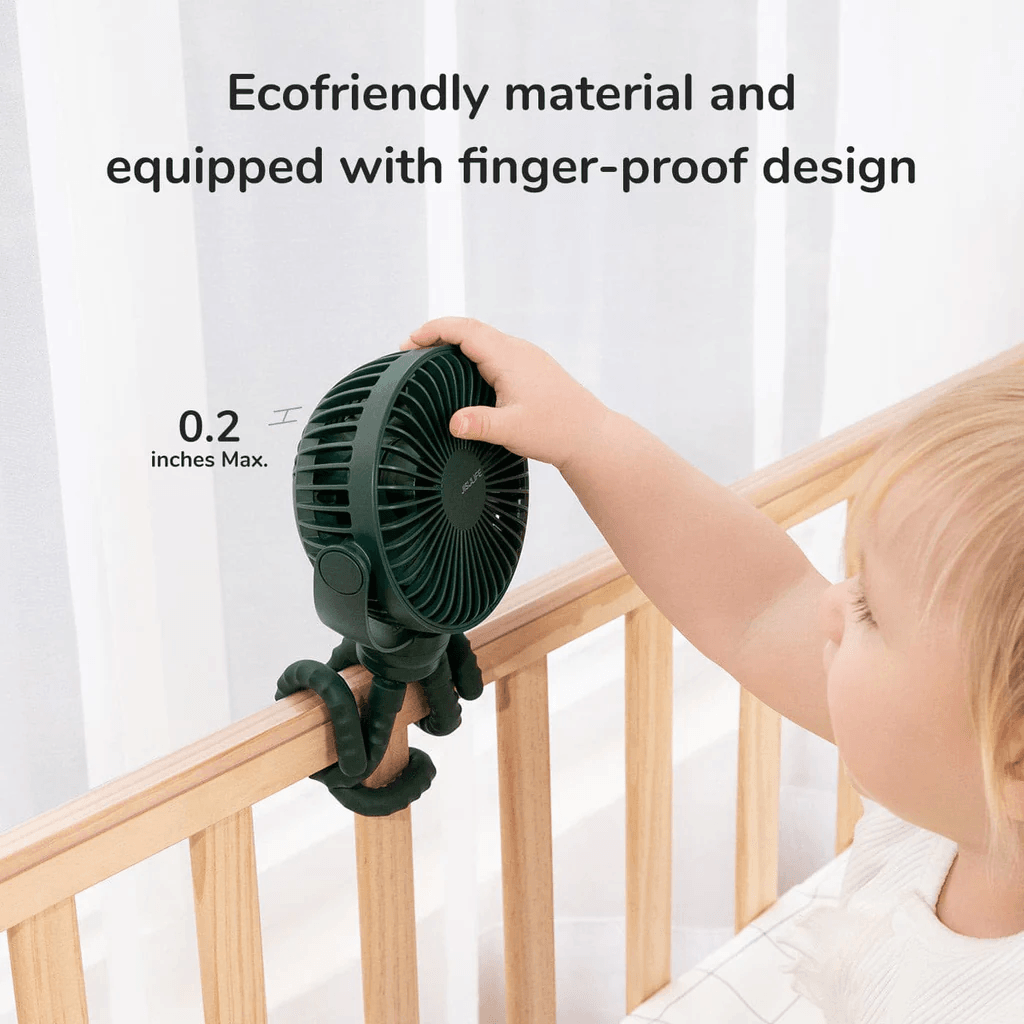 JISULIFE BABY FAN LIFE1 w/ Flexible Tripods, 4-level wind mode w/360°, Quite tech, up to 14hrs rechargeable, eco-friendly material STANDARD/MINI (GREEN/WHITE)