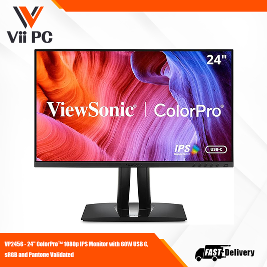 ViewSonic VP2456 24 Inch 1080p Premium IPS Monitor with Ultra-Thin Bezels, Color Accuracy, Pantone Validated, HDMI, DisplayPort and USB C for Professional Home and Office,Black