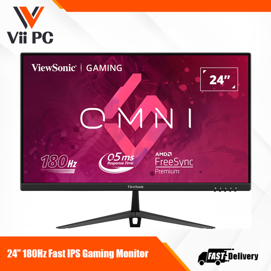 ViewSonic Omni VX2428 24 Inch Gaming Monitor 180hz 0.5ms 1080p IPS with FreeSync Premium, Frameless, HDMI, and DisplayPort, Black