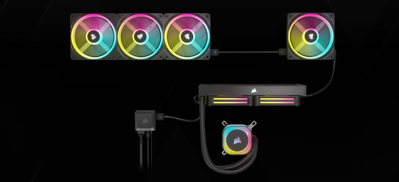 CORSAIR iCUE LINK H150i RGB BLACK/WHITE Liquid CPU Cooler - QX120 RGB Fans, 360mm Radiator