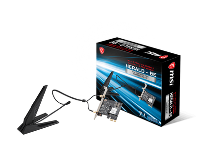 MSI HERALD-BE NCM865 WI-FI 7 (Wi-Fi 7, 802.11BE, Bluetooth 5.4, PCIe, Multi-Link Operation Technology, External Antenna)