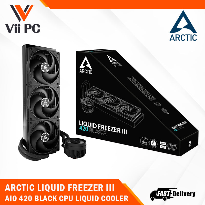 ARCTIC Liquid Freezer III 240/360/420 BLACK Multi Compatible All-in-One CPU Liquid Cooler LGA1851,LGA1700,AM5,AM4 - Silent and Powerful VRM Fan - Efficient PWM controlled