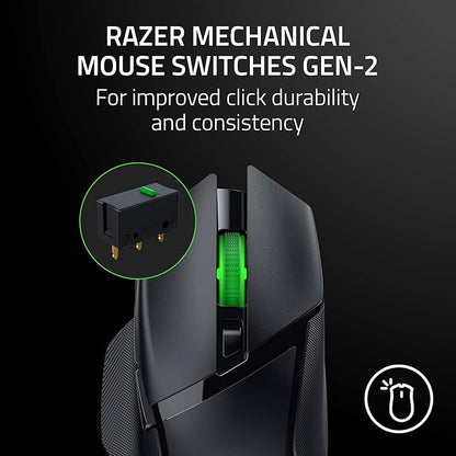 Razer Basilisk V3 X HyperSpeed Customizable Wireless Gaming Mouse with RGB Lighting - Black