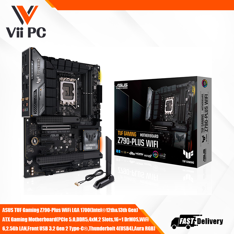 ASUS TUF Gaming Z790-Plus WiFi LGA 1700(Intel®12th&13th Gen) ATX Gaming Motherboard(PCIe 5.0,DDR5,4xM.2 Slots,16+1 DrMOS,WiFi 6,2.5Gb LAN,Front USB 3.2 Gen 2 Type-C®,Thunderbolt 4(USB4),Aura RGB)