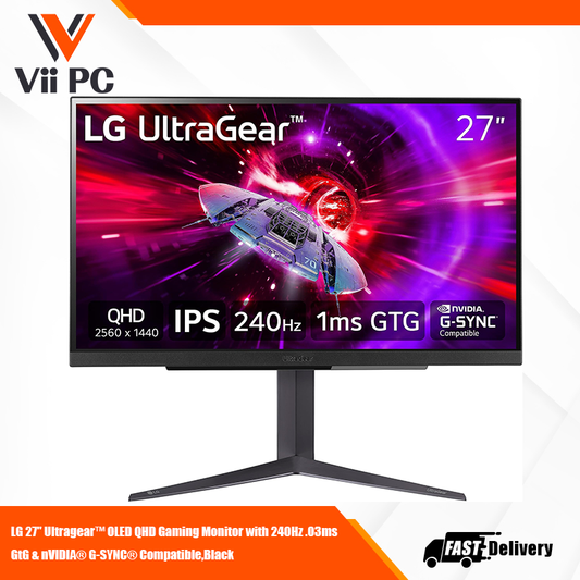 LG 27" Ultragear™ OLED QHD Gaming Monitor with 240Hz .03ms GtG & nVIDIA® G-SYNC® Compatible,Black