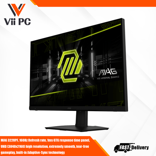 MSI MAG 322UPF, 160Hz Refresh rate, 1ms GTG response time panel, UHD (3840x2160) high resolution, extremely smooth, tear-free gameplay, built-in Adaptive-Sync technology