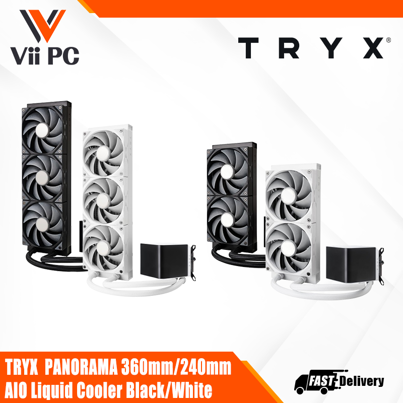 TRYX Panorama 360mm/240mm AIO Liquid Cooler – Premium Black/White