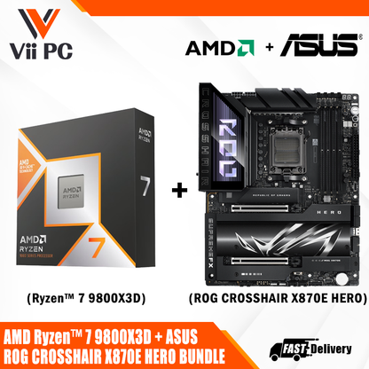 ASUS ROG CROSSHAIR X870E HERO WIFI AM5 ATX Motherboard + AMD Ryzen™ 7 9800X3D Desktop Processor BUNDLE