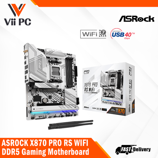 ASROCK X870 PRO RS WIFI AMD Ryzen 9000 Series DDR5 Gaming Motherboard - White