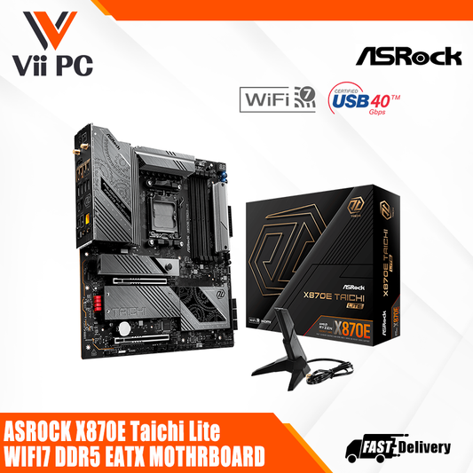 ASROCK X870E Taichi Lite AM5 Ryzen™ 9000 Series Processors, DDR5 WIFI7 E-ATX Gaming Motherboard