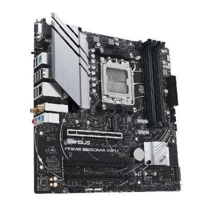 ASUS PRIME B650M-A WIFI II MATX Motherboard - DDR5, PCIe 5.0 M.2 support, Realtek 2.5Gb Ethernet, DisplayPort, VGA, HDMI®, SATA 6 Gbps, USB 3.2 Gen 2, front USB 3.2 Gen 1 Type-C®, BIOS FlashBack™, Aura Sync