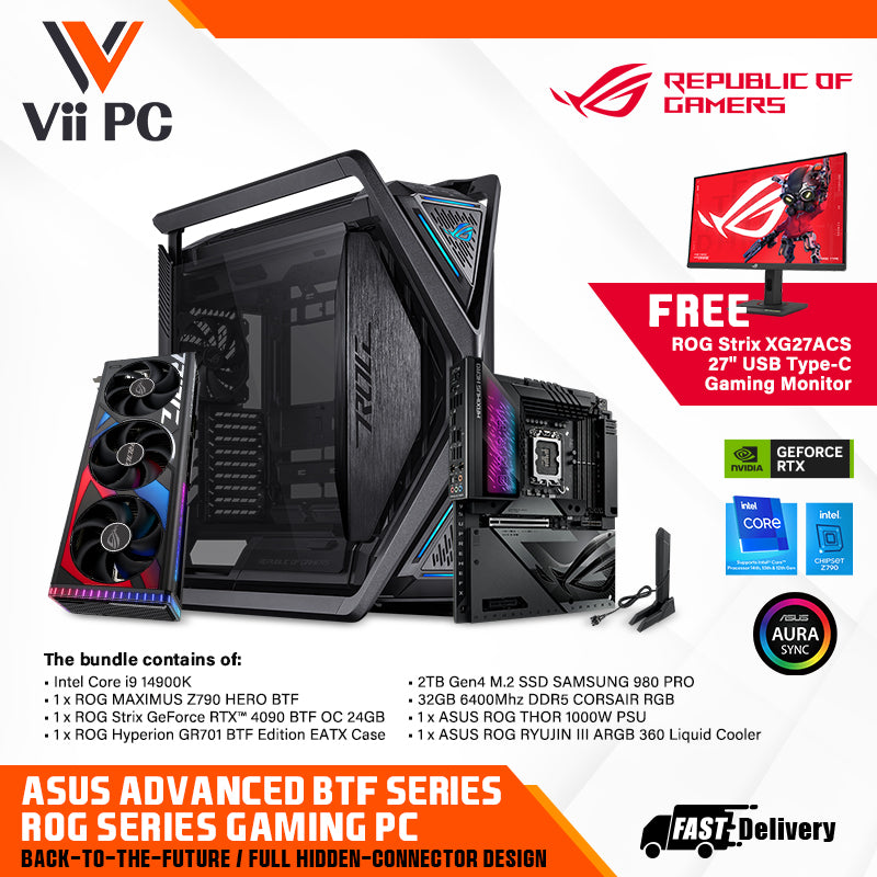 ASUS Advanced BTF Series - ROG Series Gaming PC Bundle (FREE-ROG Strix XG27ACS 27" USB Type-C Gaming Monitor)