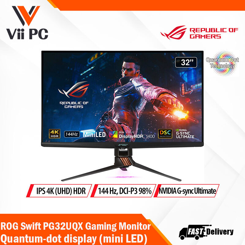 ASUS ROG SWIFT PG32UQX NVIDIA® G-SYNC® Ultimate Gaming Monitor – 32 inch 4K UHD (3840 x 2160), 144 Hz, IPS , mini LED , local dimming, Quantum Dot technology, DisplayHDR™ 1400