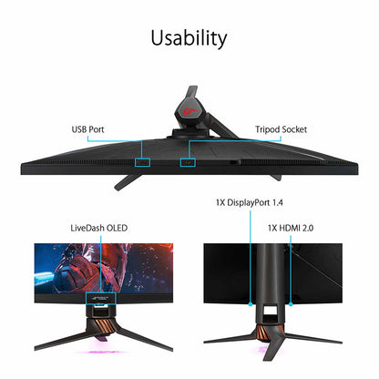 ASUS ROG SWIFT PG32UQX NVIDIA® G-SYNC® Ultimate Gaming Monitor – 32 inch 4K UHD (3840 x 2160), 144 Hz, IPS , mini LED , local dimming, Quantum Dot technology, DisplayHDR™ 1400