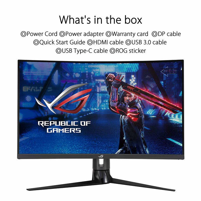 ASUS ROG Strix XG32VC Curved Gaming Monitor - 31.5" WQHD (2560 x 1440), 170Hz* (Above 144Hz), 1ms MPRT, Extreme Low Motion Blur Sync, 125% sRGB, FreeSync Premmium Pro, DisplayHDR™ 400