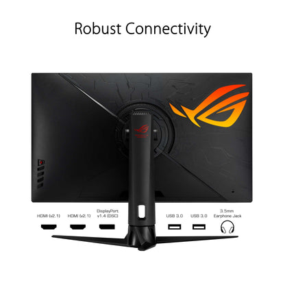 ASUS ROG Swift PG32UQ HDMI 2.1 Gaming Monitor - 32”, 4K UHD (3840 x 2160), IPS, 144 Hz, 1 ms MPRT, NVIDIA G-SYNC compatible, DSC, ELMB Sync, Variable Overdrive, DisplayHDR 600, Quantum-Dot technology, DisplayPort 1.4