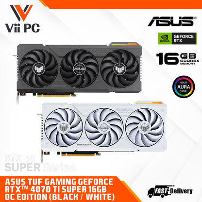 ASUS TUF Gaming GeForce RTX™ 4070 Ti SUPER 16GB GDDR6X BLACK/WHITE OC Edition Graphics Card