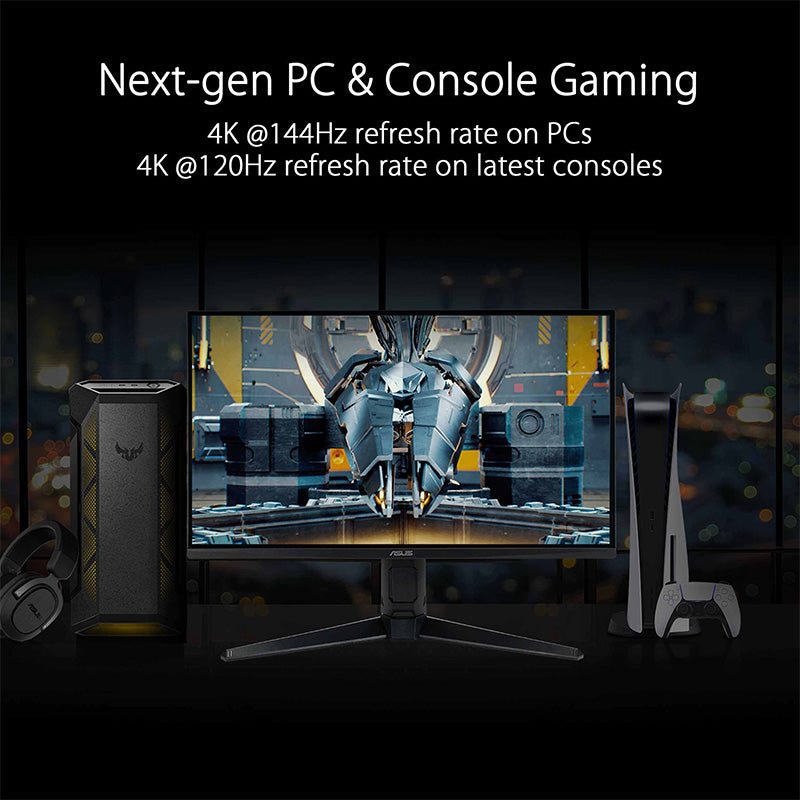 ASUS TUF Gaming VG28UQL1A HDMI 2.1 Gaming Monitor - 28" 4K UHD (3840x2160), Fast IPS, 144 Hz, 1ms GTG, NVIDIA G-Sync compatible, AMD FreeSync™ Premium, DSC, ELMB Sync, Variable Overdrive, DisplayHDR™ 400, DCI-P3 90%