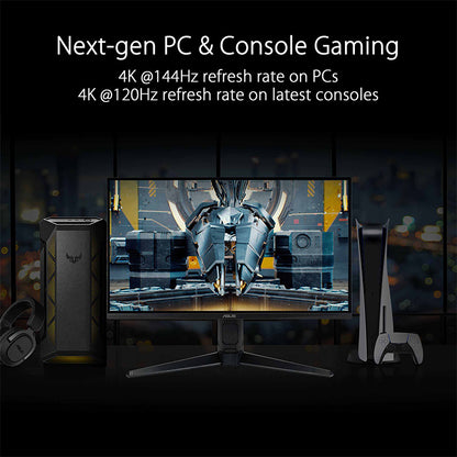 ASUS TUF Gaming VG28UQL1A HDMI 2.1 Gaming Monitor - 28" 4K UHD (3840x2160), Fast IPS, 144 Hz, 1ms GTG, NVIDIA G-Sync compatible, AMD FreeSync™ Premium, DSC, ELMB Sync, Variable Overdrive, DisplayHDR™ 400, DCI-P3 90%