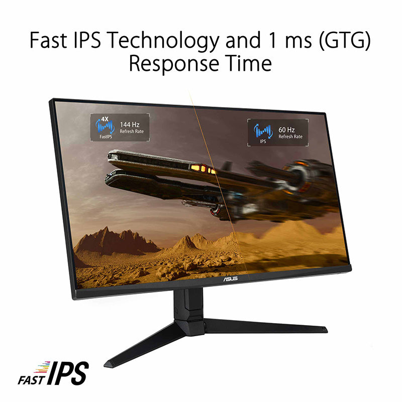 ASUS TUF Gaming VG28UQL1A HDMI 2.1 Gaming Monitor - 28" 4K UHD (3840x2160), Fast IPS, 144 Hz, 1ms GTG, NVIDIA G-Sync compatible, AMD FreeSync™ Premium, DSC, ELMB Sync, Variable Overdrive, DisplayHDR™ 400, DCI-P3 90%