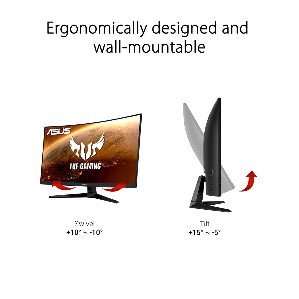 ASUS TUF Gaming VG32VQ1B Curved Gaming Monitor 31.5 inch WQHD (2560x1440), 165Hz(Above 144Hz), Extreme Low Motion Blur, Adaptive-sync, FreeSync Premium, 1ms (MPRT), HDR10