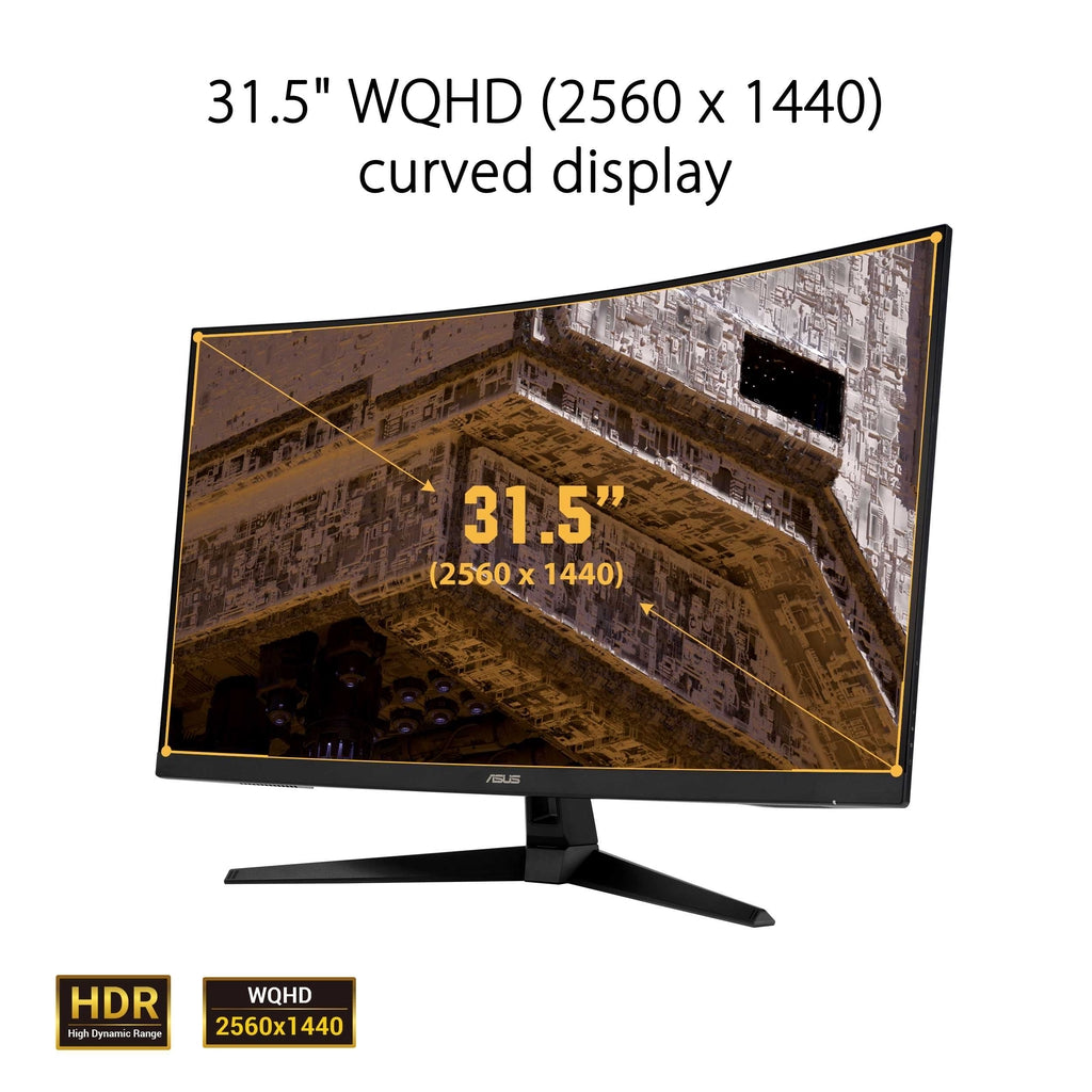 ASUS TUF Gaming VG32VQ1B Curved Gaming Monitor 31.5 inch WQHD (2560x1440), 165Hz(Above 144Hz), Extreme Low Motion Blur, Adaptive-sync, FreeSync Premium, 1ms (MPRT), HDR10