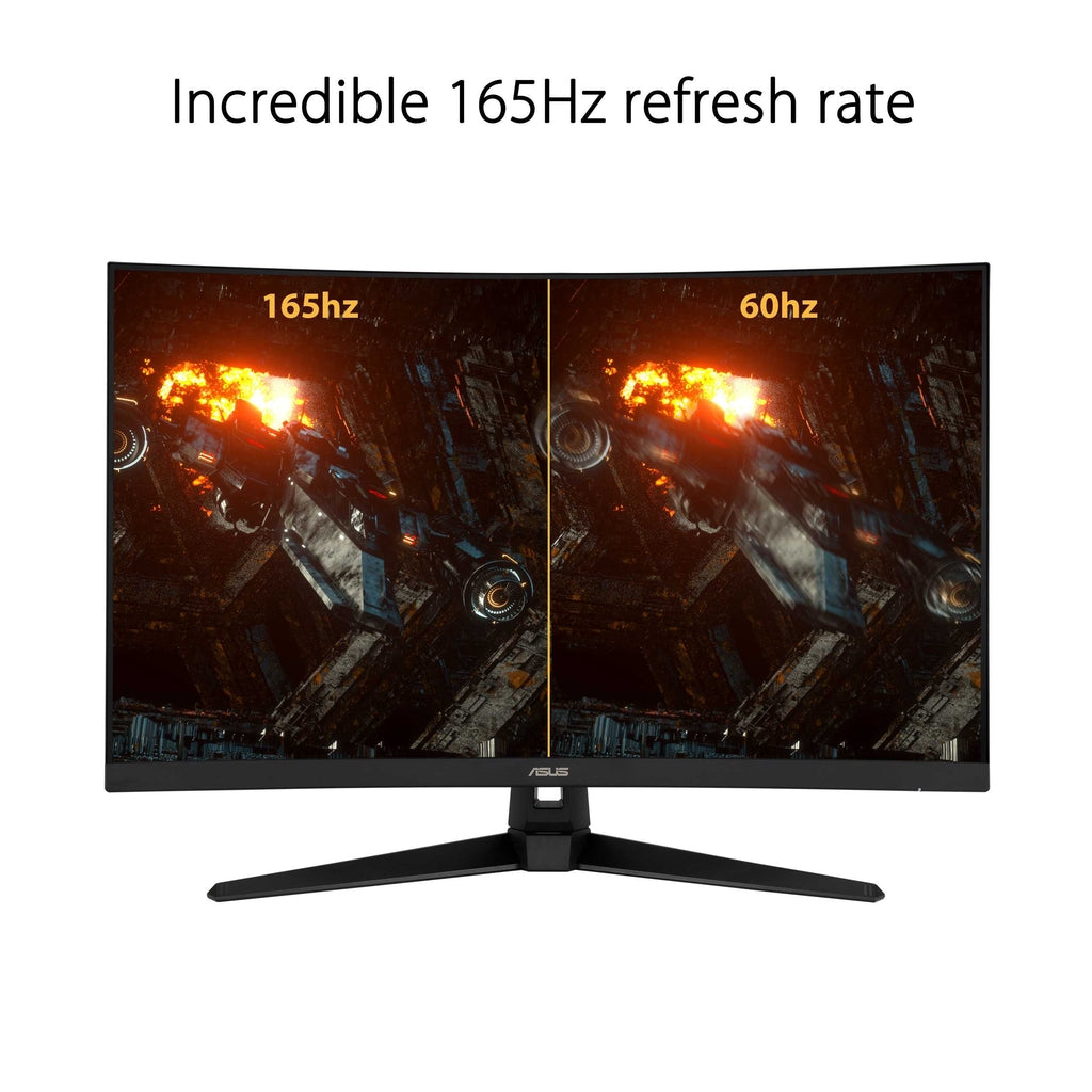 ASUS TUF Gaming VG32VQ1B Curved Gaming Monitor 31.5 inch WQHD (2560x1440), 165Hz(Above 144Hz), Extreme Low Motion Blur, Adaptive-sync, FreeSync Premium, 1ms (MPRT), HDR10