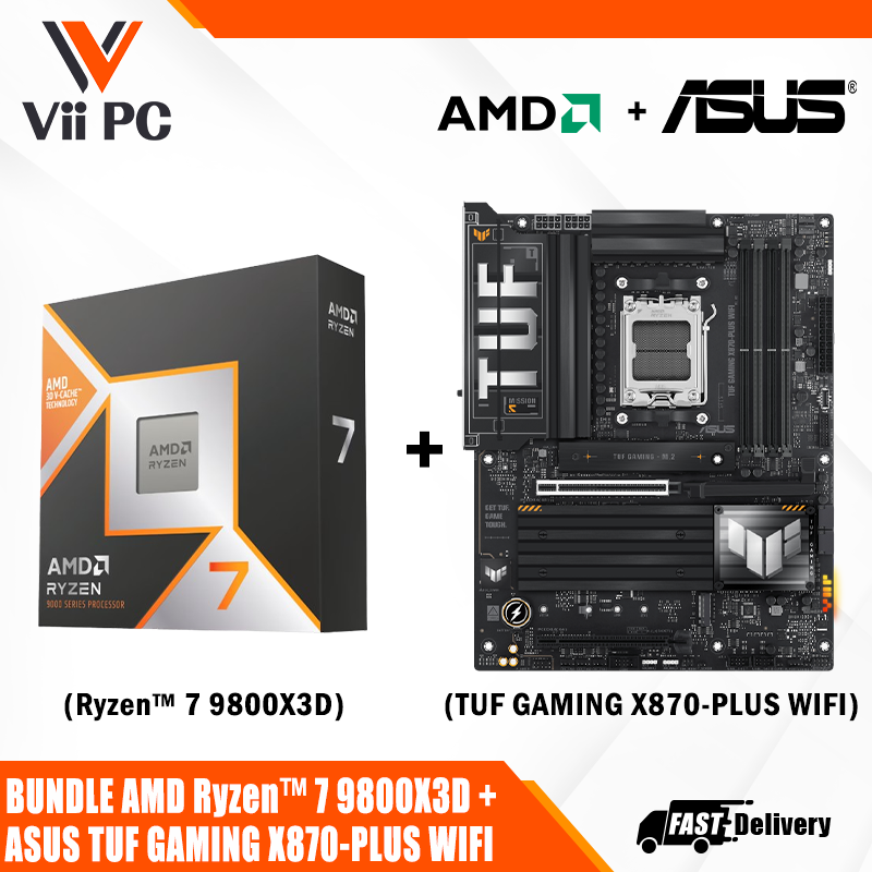 ASUS TUF GAMING X870-PLUS WIFI AM5 ATX Motherboard + AMD Ryzen™ 7 9800X3D Desktop Processor BUNDLE