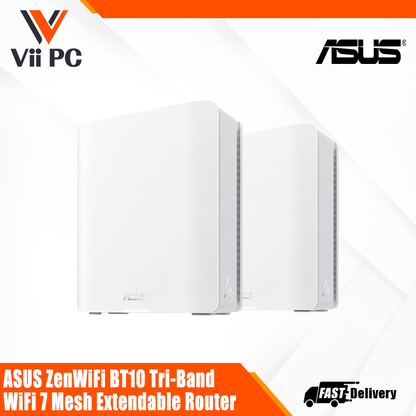 ASUS ZenWiFi BT10 Tri-Band WiFi 7 Mesh, 18 Gbps, 6000 sq.ft (2pk), Dual 10G Ports - 3 Years Warranty