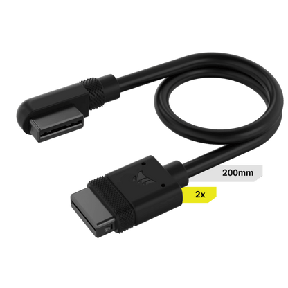 CORSAIR iCUE LINK Slim Cable, 200mm (90 Degrees Connector) BLACK - 2 x Cables