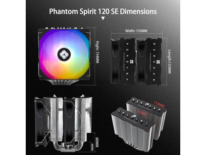 Thermalright Phantom Spirit 120 SE ARGB High-Performance CPU Cooler,Dual-Tower Design, Dual PWM Fan,7 Copper Heat Pipes CPU Air cooler, AGHP Technology, For AMD AM4/AM5, For Intel 1700/1150/1151/1155/1200