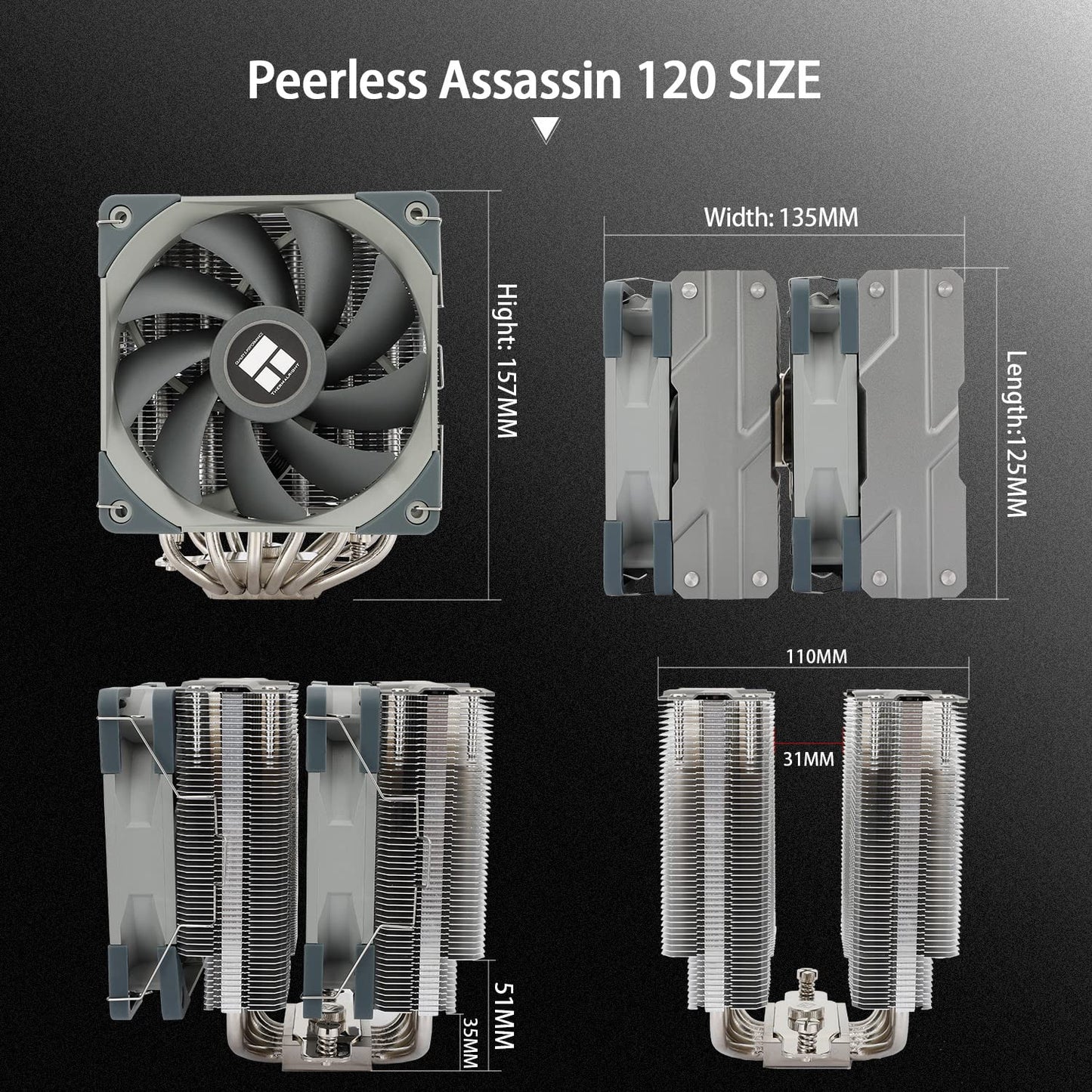  Thermalright Peerless Assassin 120 CPU Air Cooler - 6 Heat  Pipes, Dual 120mm Fans, Aluminium Heatsink, AGHP Tech, for AMD/Intel CPUs :  Electronics