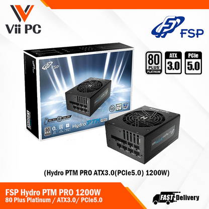 FSP Hydro PTM Pro 1200W 80 PLUS® Platinum Full Modular ATX3.0 PCIe5.0 Power Supply (10 Year Warranty)