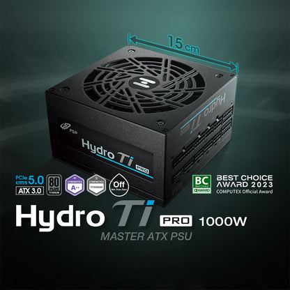 FSP Hydro Ti PRO 1000W 80 Plus® Titanium Full Modular ATX 3.0 PCIe Gen 5 Power Supply (HTI-1000M-GEN5)