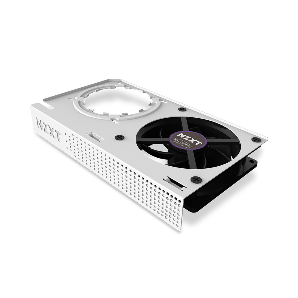 G12 AIO Bracket (Black/White) GPU Mounting Bracket for Kraken AIOs, Supports both AMD and NVIDIA graphics cards–reference and most non-reference design, 92mm fan for active VRM cooling with space for aftermarket VRM heatsinks