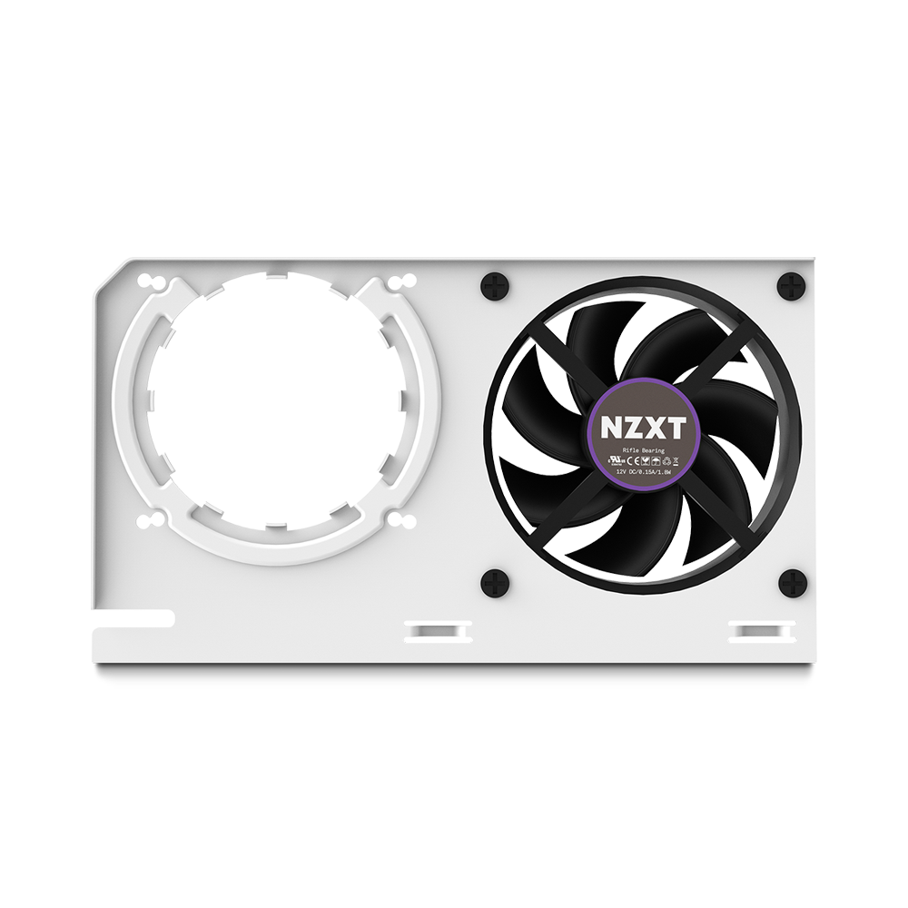 G12 AIO Bracket (Black/White) GPU Mounting Bracket for Kraken AIOs, Supports both AMD and NVIDIA graphics cards–reference and most non-reference design, 92mm fan for active VRM cooling with space for aftermarket VRM heatsinks