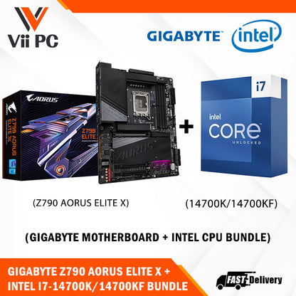 GIGABYTE Z790 AORUS ELITE X Motherboard + Intel i7-14700K / i7-14700KF (14th GEN) Processor BUNDLE